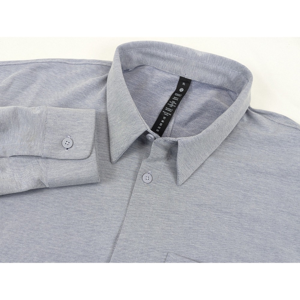 Lululemon Mens XL Shirt Commission Performance Button Down Long Sleeve Blue